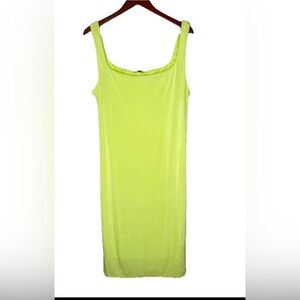 Wild Fable Women's Size XXL Square Neck Tank Midi Dress Vibrant Geen Neon